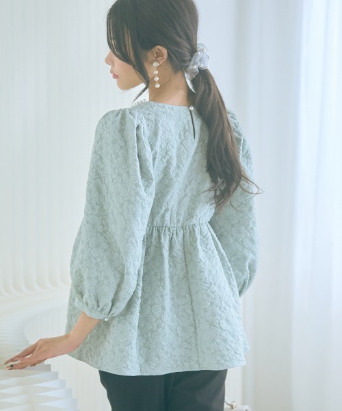 marun（マルン）の「＜大きいサイズ＞ふくれジャガードパフスリーブチュニック marun（その他トップス・レディース・ミント/ブラック・L/5L/4L/3L/LL）」の19枚目の写真