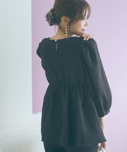 marun（マルン）の「＜大きいサイズ＞ふくれジャガードパフスリーブチュニック marun（その他トップス・レディース・ミント/ブラック・L/5L/4L/3L/LL）」の21枚目の写真