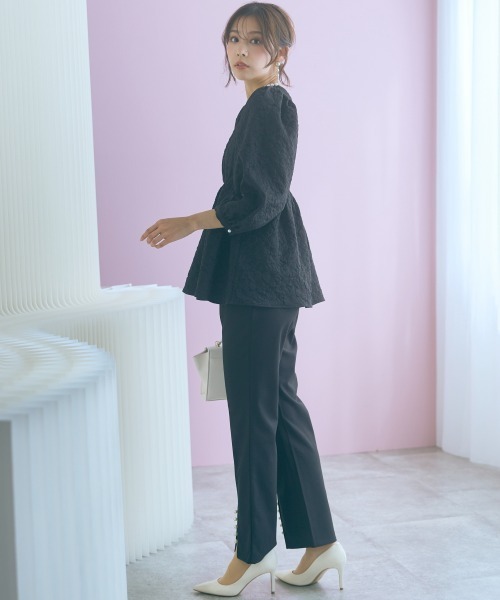 marun（マルン）の「＜大きいサイズ＞ふくれジャガードパフスリーブチュニック marun（その他トップス・レディース・ミント/ブラック・L/5L/4L/3L/LL）」の6枚目の写真