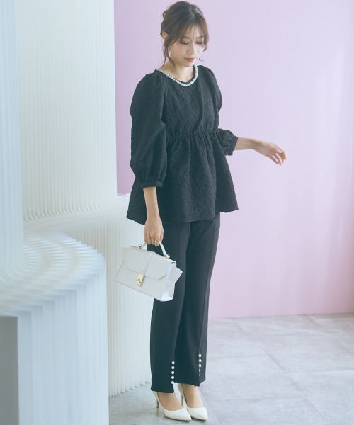 marun（マルン）の「＜大きいサイズ＞ふくれジャガードパフスリーブチュニック marun（その他トップス・レディース・ミント/ブラック・L/5L/4L/3L/LL）」の20枚目の写真