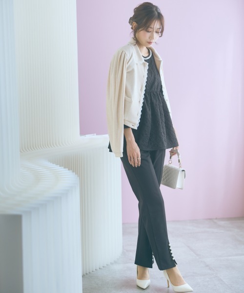 marun（マルン）の「＜大きいサイズ＞ふくれジャガードパフスリーブチュニック marun（その他トップス・レディース・ミント/ブラック・L/5L/4L/3L/LL）」の9枚目の写真