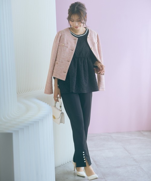 marun（マルン）の「＜大きいサイズ＞ふくれジャガードパフスリーブチュニック marun（その他トップス・レディース・ミント/ブラック・L/5L/4L/3L/LL）」の10枚目の写真