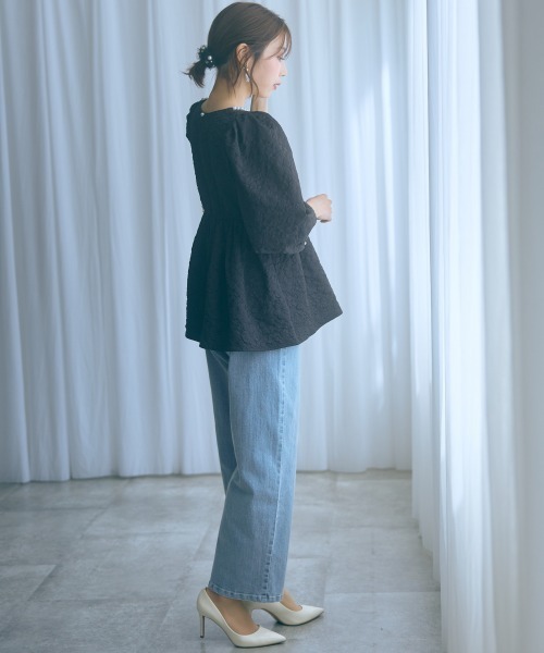 marun（マルン）の「＜大きいサイズ＞ふくれジャガードパフスリーブチュニック marun（その他トップス・レディース・ミント/ブラック・L/5L/4L/3L/LL）」の13枚目の写真