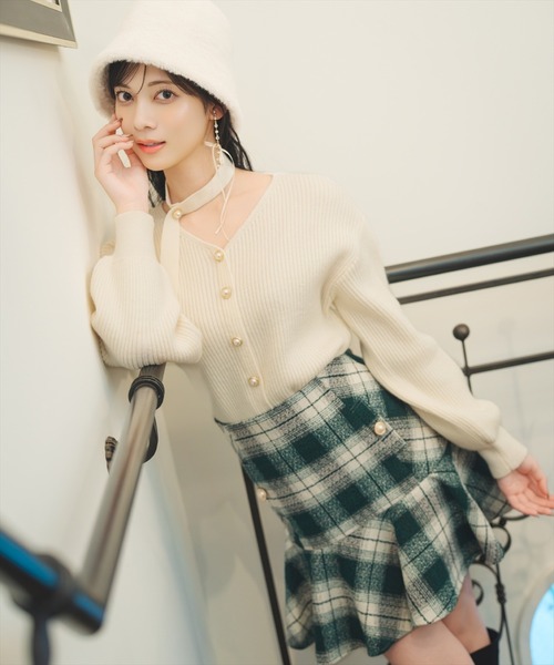 WILLSELECTION(ウィルセレクション)の「ヘムフレアツイードミニスカート(スカート・レディース・ブラック系その他/ブラウン系その他/グリーン系その他・FREE)」の4枚目の写真