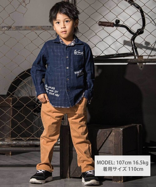 WASK（ワスク）の「リバーシブルガーゼチェックシャツ（シャツ/ブラウス・キッズ・ネイビー・140cm/160cm/150cm）」の2枚目の写真