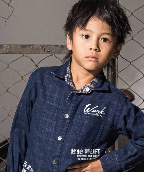 WASK（ワスク）の「リバーシブルガーゼチェックシャツ（シャツ/ブラウス・キッズ・ネイビー・140cm/160cm/150cm）」の3枚目の写真