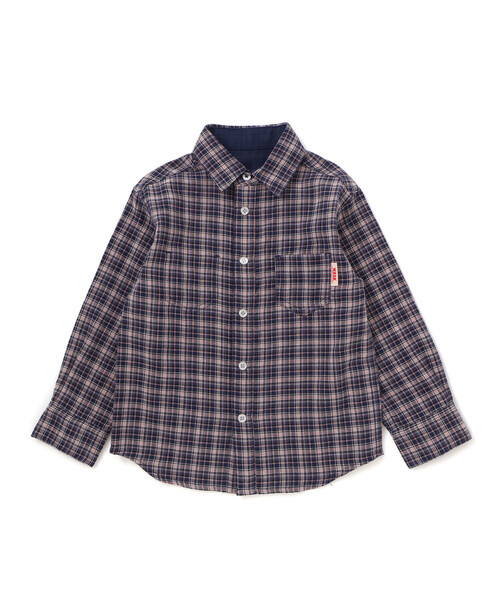 WASK（ワスク）の「リバーシブルガーゼチェックシャツ（シャツ/ブラウス・キッズ・ネイビー・140cm/160cm/150cm）」の5枚目の写真