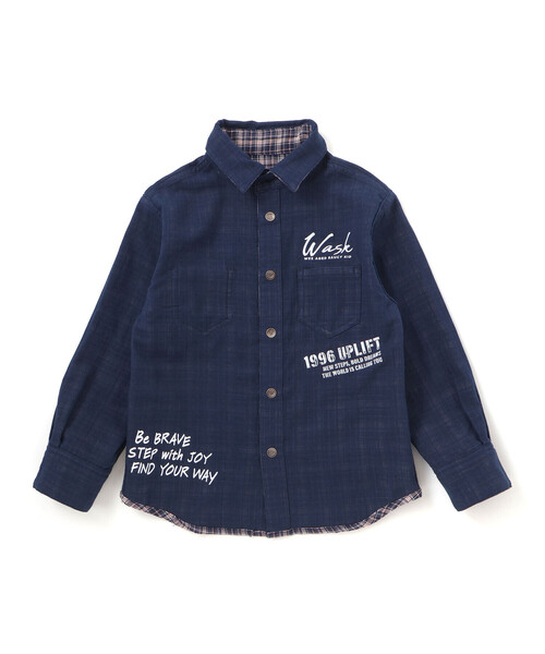 WASK（ワスク）の「リバーシブルガーゼチェックシャツ（シャツ/ブラウス・キッズ・ネイビー・140cm/160cm/150cm）」の7枚目の写真