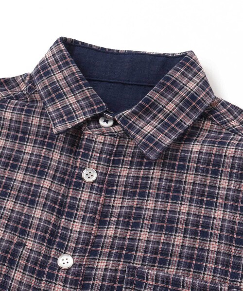 WASK（ワスク）の「リバーシブルガーゼチェックシャツ（シャツ/ブラウス・キッズ・ネイビー・140cm/160cm/150cm）」の9枚目の写真