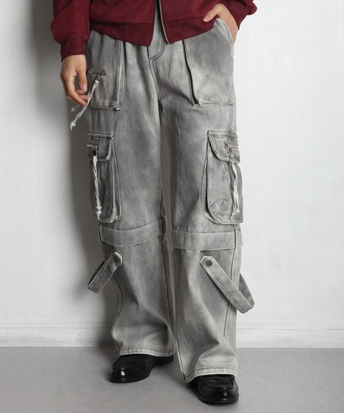 WESTSEA（ウエストシー）の「ウォッシュ加工 カーゴデザイン デニムパンツ 裏起毛（デニムパンツ・メンズ・グレー/ブラック・XL/M/L）」の2枚目の写真