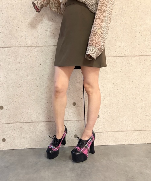 Jeffrey Campbell(ジェフリーキャンベル)の「レトロチェック レースアップパンプス(パンプス・レディース・オレンジ/ネイビー・38/37/36)」の16枚目の写真