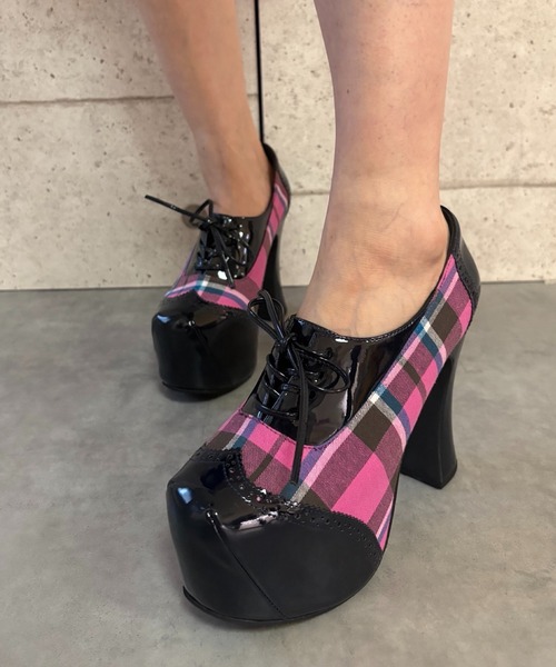 Jeffrey Campbell(ジェフリーキャンベル)の「レトロチェック レースアップパンプス(パンプス・レディース・オレンジ/ネイビー・38/37/36)」の8枚目の写真