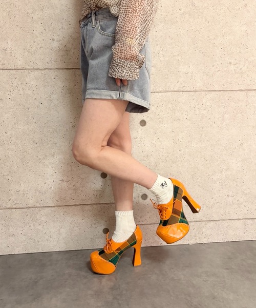 レトロチェック レースアップパンプス Jeffrey Campbell│Jeffrey