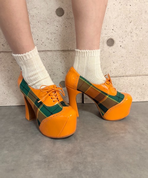 レトロチェック レースアップパンプス Jeffrey Campbell│Jeffrey