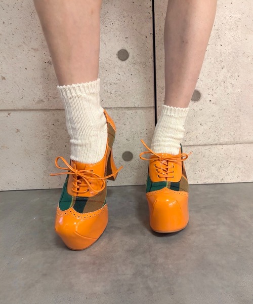 レトロチェック レースアップパンプス Jeffrey Campbell│Jeffrey