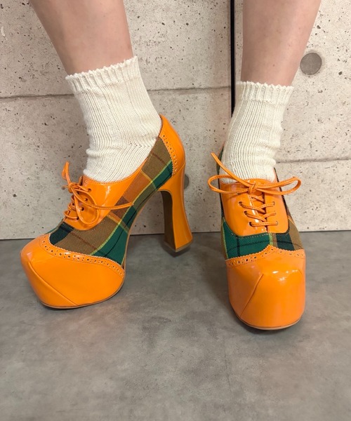 レトロチェック レースアップパンプス Jeffrey Campbell│Jeffrey