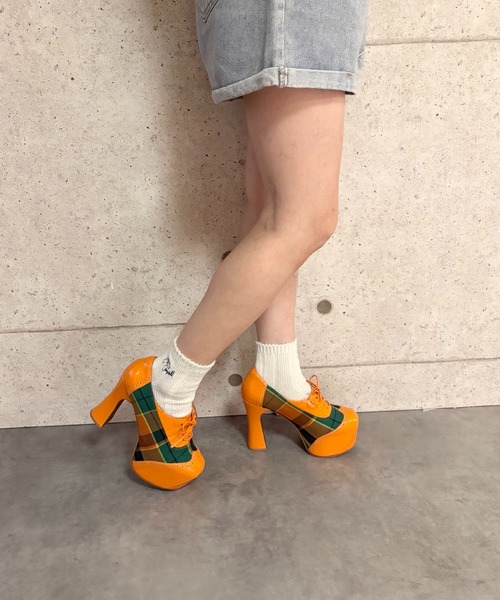 レトロチェック レースアップパンプス Jeffrey Campbell│Jeffrey