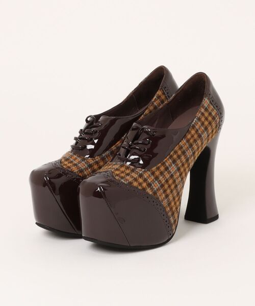 レトロチェック レースアップパンプス Jeffrey Campbell│Jeffrey