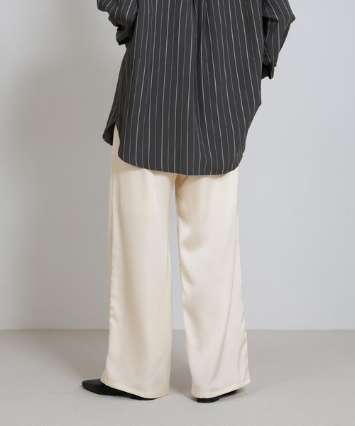 select MOCA（セレクトモカ）の「ストレートイージーサテンパンツ【セットアップ対応】（その他パンツ・レディース・ブラウン/ブラック/アイボリー・LARGE/MEDIUM）」の18枚目の写真