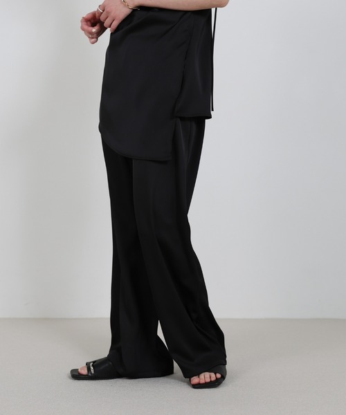 select MOCA（セレクトモカ）の「ストレートイージーサテンパンツ【セットアップ対応】（その他パンツ・レディース・ブラウン/ブラック/アイボリー・LARGE/MEDIUM）」の8枚目の写真