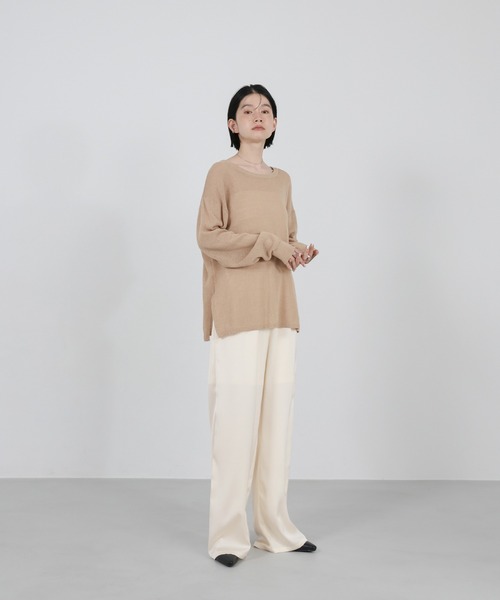select MOCA(セレクトモカ)の「ストレートイージーサテンパンツ【セットアップ対応/手洗い可】(その他パンツ・レディース・ブラウン/ブラック/アイボリー・LARGE/MEDIUM)」の7枚目の写真
