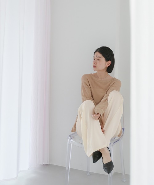 select MOCA(セレクトモカ)の「ストレートイージーサテンパンツ【セットアップ対応/手洗い可】(その他パンツ・レディース・ブラウン/ブラック/アイボリー・LARGE/MEDIUM)」の8枚目の写真