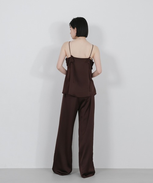 select MOCA(セレクトモカ)の「ストレートイージーサテンパンツ【セットアップ対応/手洗い可】(その他パンツ・レディース・ブラウン/ブラック/アイボリー・LARGE/MEDIUM)」の13枚目の写真