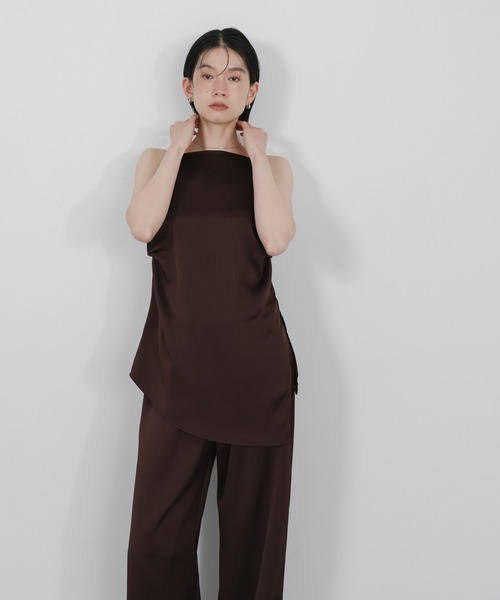 select MOCA(セレクトモカ)の「ストレートイージーサテンパンツ【セットアップ対応/手洗い可】(その他パンツ・レディース・ブラウン/ブラック/アイボリー・LARGE/MEDIUM)」の12枚目の写真