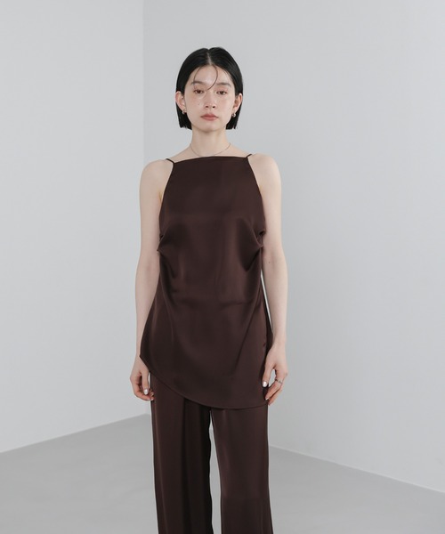select MOCA(セレクトモカ)の「ストレートイージーサテンパンツ【セットアップ対応/手洗い可】(その他パンツ・レディース・ブラウン/ブラック/アイボリー・LARGE/MEDIUM)」の14枚目の写真