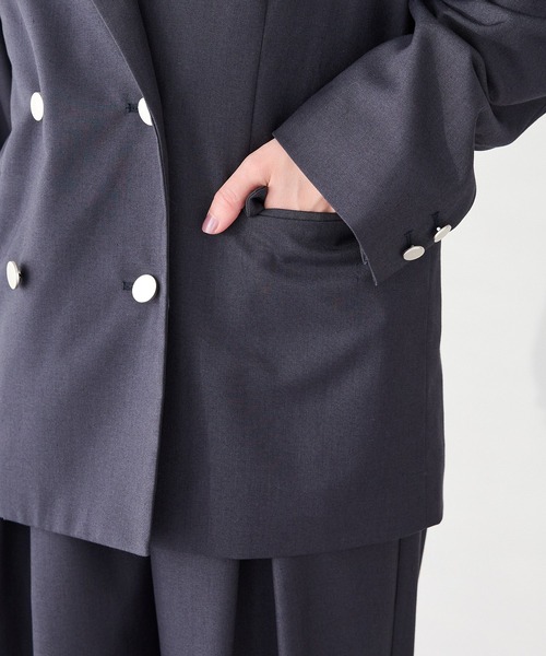 CRAFT STANDARD BOUTIQUE（クラフトスタンダードブティック）の「＜セレモニー／ハレの日＞ダブルテーラードジャケット◆（テーラードジャケット・レディース・ベージュ系その他2/グレー・FREE）」の4枚目の写真