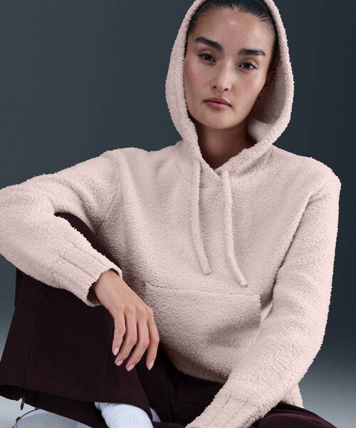 NIKE(ナイキ)の「ナイキ スポーツウェア フェニックス コージー ブークレ ウィメンズ ルーズ ニット パーカー / Nike Sportswear Phoenix Cozy Boucle Women's Loose Knit Hoodie HV2769-667 Silt Red(パーカー・レディース・ピンク系その他2・M/L/XL/XS/S)」の3枚目の写真