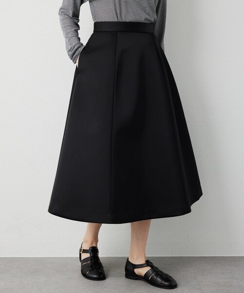 THE PAUSE（ザ ポーズ）の「【THE PAUSE】ボンディングフレアスカート（スカート・レディース・ブラック/ベージュ・38/36）」の2枚目の写真