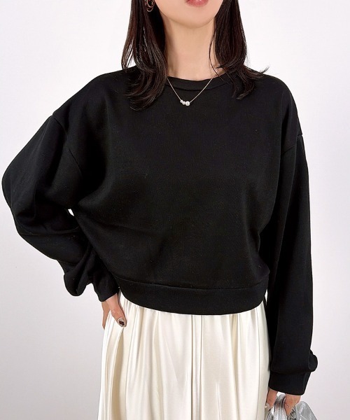 CLOTHY(クロシィ)の「【Allシーズン使えるなめらか軽量素材♪】ショート丈スウェットトップス(セットアップ可)(スウェット・レディース・オフホワイト/ライトグレー/グレー/ブラック・LARGE/MEDIUM)」の21枚目の写真