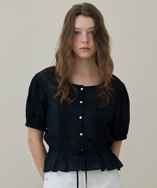 BUT'TON(ボッタン)の「Doby Pleats Blouse (Navy)(シャツ/ブラウス・レディース・その他・FREE)」の3枚目の写真