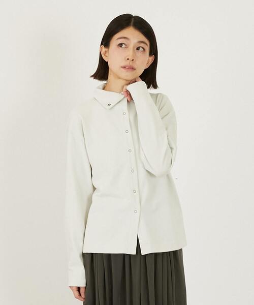 LOGEMENT DE CLAIRE(ロジュモンドクレール)の「2WAYハイネックカーデ&プルオーバー(カーディガン/ボレロ・レディース・キナリ/オフホワイト/トップグレー/ブルー・FREE)」の2枚目の写真