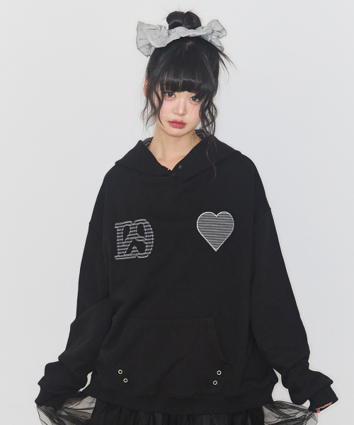 ILLIGO（イリゴ）の「129 ストライプ配色フードパーカー ブラック（パーカー・レディース・その他・OS）」の2枚目の写真