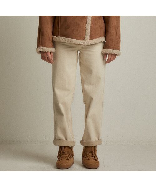 LARGO(ラルゴ)の「Straight cotton jeans (cream beige)(デニムパンツ・レディース・その他・S)」の1枚目の写真