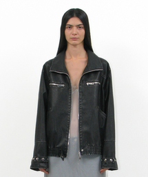 PARTIMENTO WOMEN（パルティメントウィメン）の「ウォッシュドレザー ボンバージャケット_ブラック（ライダースジャケット）」