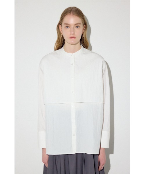 AZUL by moussy(アズールバイマウジー)の「レイヤードバンドカラーシャツ(シャツ/ブラウス・レディース・サックスブルー/ネイビー/オフホワイト・FREE)」の8枚目の写真