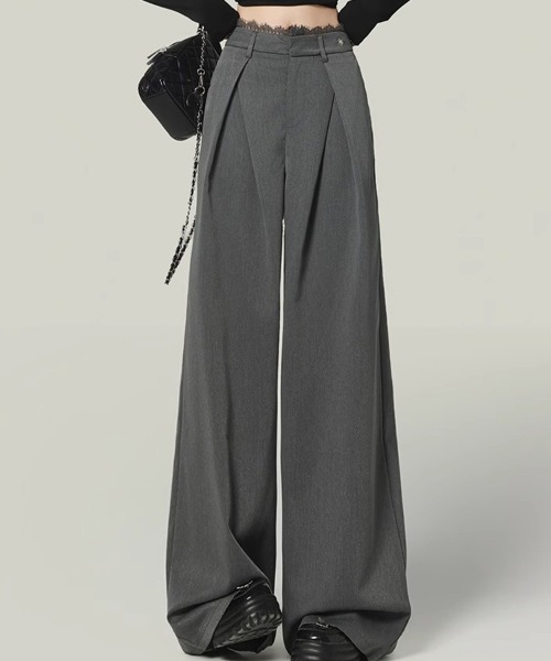 Flugge(フラッジー)の「ワイドスラックスパンツ(スラックス・レディース・ブラック/グレー・LARGE/MEDIUM)」の3枚目の写真