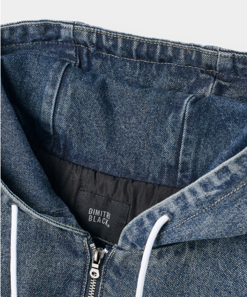 DIMITRI BLACK(ディミトリブラック)の「2WAY デトロイトパディングジャケット_デニムダストインディゴ(パーカー・レディース・その他・M/L/XL)」の4枚目の写真