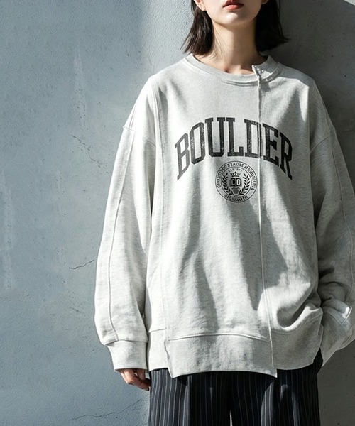 antiqua(アンティカ)の「リメイク風 スウェット(スウェット・レディース・杢グレー/ブラック/オートミール/スミクロ・ONESIZE)」の14枚目の写真
