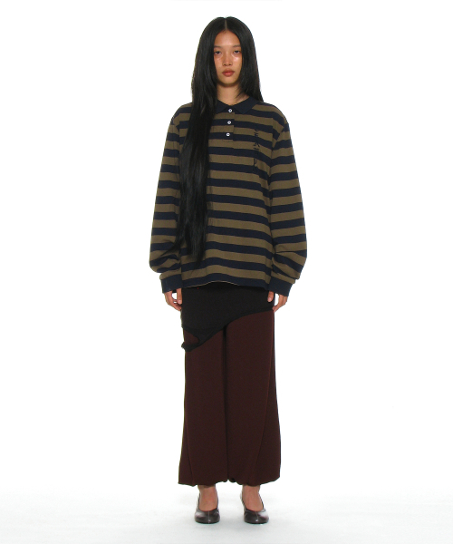 PARTIMENTO WOMEN（パルティメントウィメン）の「チーム76パッチストライプポロTシャツ_ネイビー（ポロシャツ・レディース・その他・ONE SIZE）」の2枚目の写真