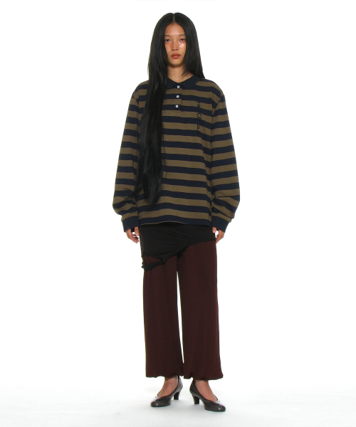 PARTIMENTO WOMEN（パルティメントウィメン）の「チーム76パッチストライプポロTシャツ_ネイビー（ポロシャツ・レディース・その他・ONE SIZE）」の4枚目の写真