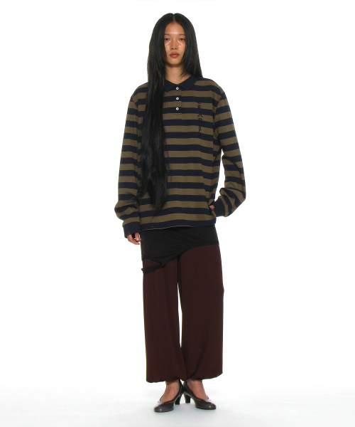 PARTIMENTO WOMEN（パルティメントウィメン）の「チーム76パッチストライプポロTシャツ_ネイビー（ポロシャツ・レディース・その他・ONE SIZE）」の5枚目の写真