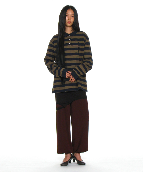 PARTIMENTO WOMEN（パルティメントウィメン）の「チーム76パッチストライプポロTシャツ_ネイビー（ポロシャツ・レディース・その他・ONE SIZE）」の6枚目の写真