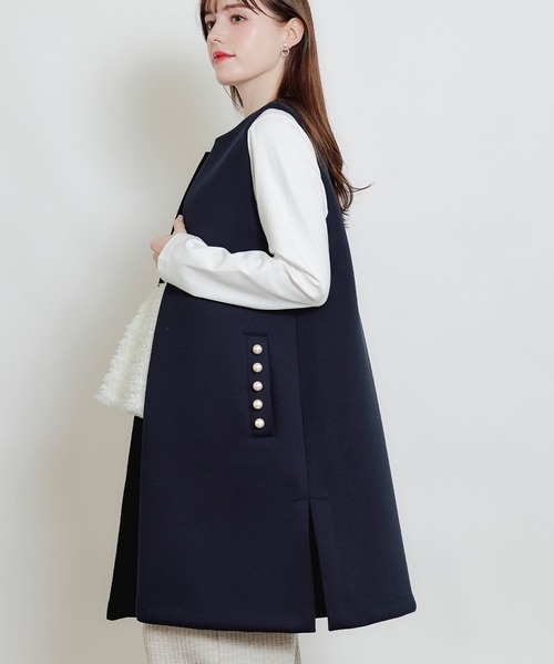 PICCIN PERLA(ピッチンペルラ)の「ポケットパールジレ(ベスト・レディース・ブラック/オフホワイト/ネイビー・M)」の18枚目の写真