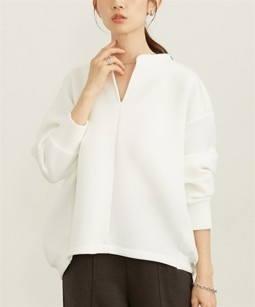 nissen（ニッセン）の「きれいめダンボールスキッパートップス（スウェット・レディース・グレー/オフホワイト/ブラック/ピンク・M/L/LL）」の2枚目の写真