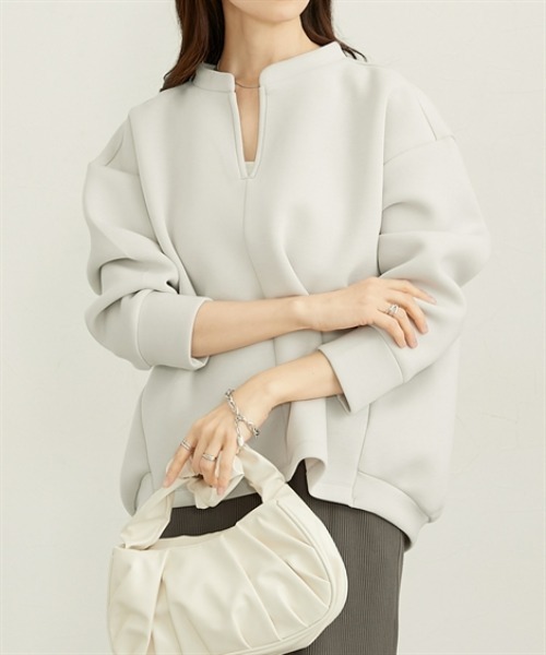 nissen（ニッセン）の「きれいめダンボールスキッパートップス（スウェット・レディース・グレー/オフホワイト/ブラック/ピンク・M/L/LL）」の5枚目の写真