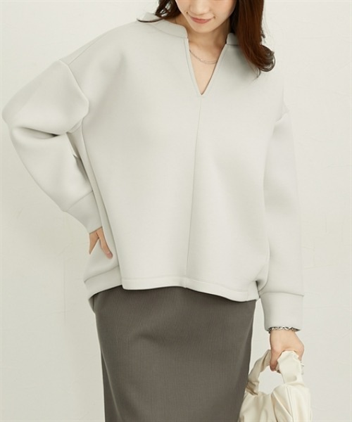 nissen（ニッセン）の「きれいめダンボールスキッパートップス（スウェット・レディース・グレー/オフホワイト/ブラック/ピンク・M/L/LL）」の6枚目の写真